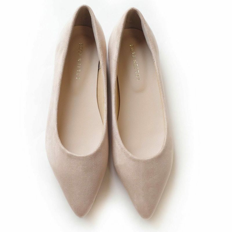 【超美品】PELLECO ベージュ ポインテッドトゥ フラットシューズ Edit Sheen ポインテッドトゥレインフラットシューズ | 人気