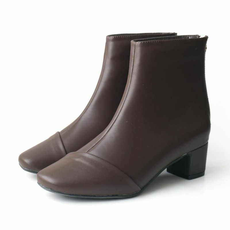 スクエアトゥバックファスナーショートブーツ レディース | 《公式