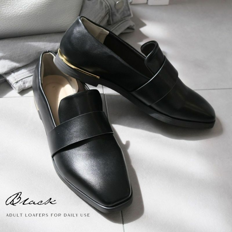 AMI ALEXANDRE MATTIUSSI　スクエアトゥローファー BLACK Anatomical Toe Loafers | AMI PARIS