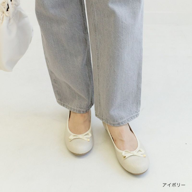 Fin ／ベージュ リボン付きバレエシューズ リボン 付き 合皮 バレエシューズ (16~20cm)(16cm ベージュ