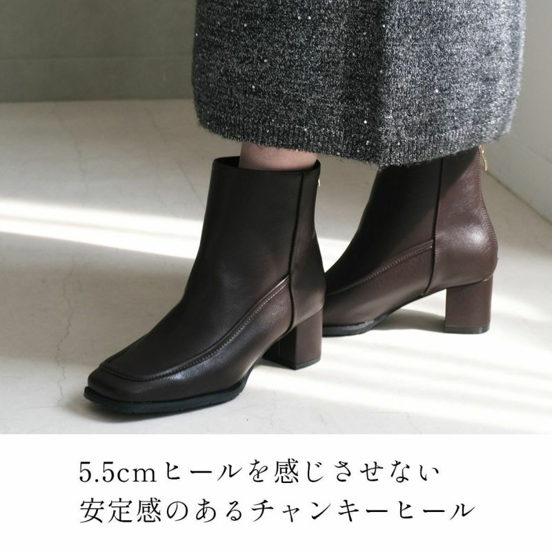 ビバイア　 VIVAIAスクエアトゥ ショートブーツ　バックファスナー付き ビバイア VIVAIAスクエアトゥ ショートブーツバックファスナー付き