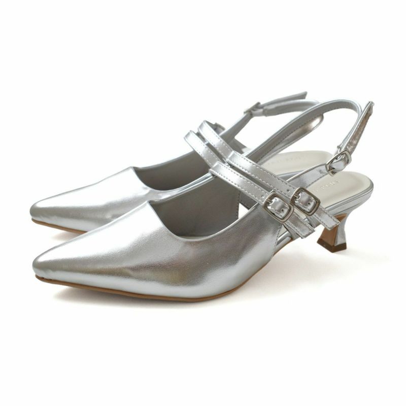 snidel ダブルストラップミュール メタルルージュ Metal Rouge ダブルストラップ ミュールパンプス