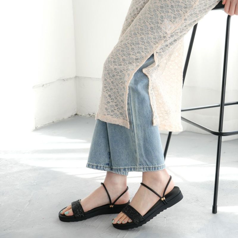 SALE【AMI】ダブルストラップ スリッポンサンダル セール】華奢ダブルストラップミュールサンダル（サンダル