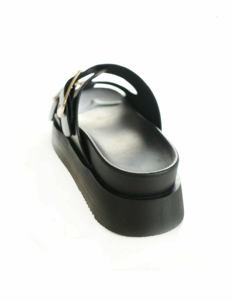 厚底ビジューバックルダブルベルトサンダルコンフォート レディース