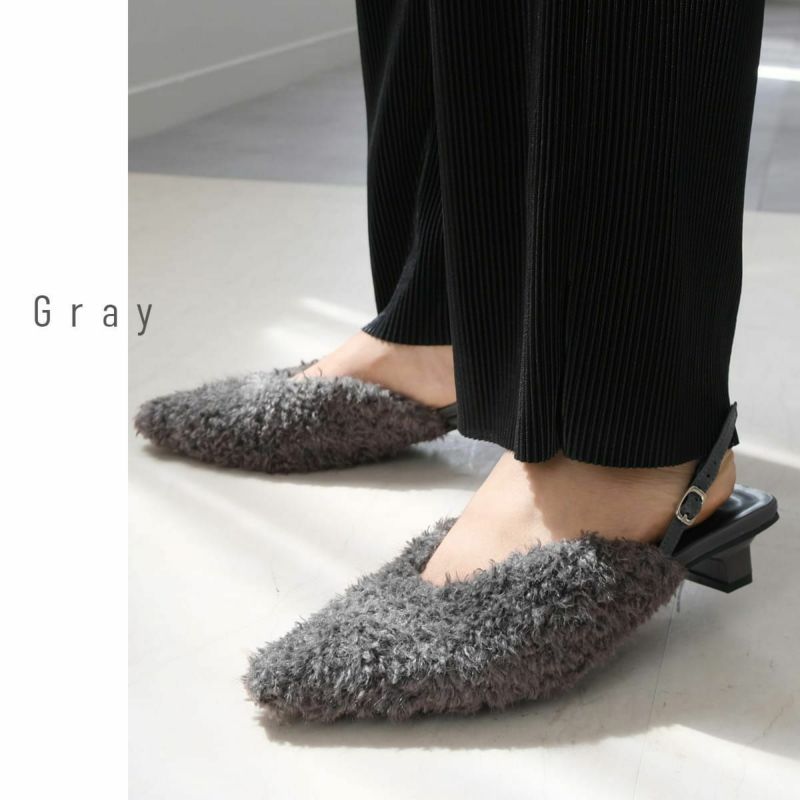 バックストラップボアポインテッドトゥミュール レディース | 《公式